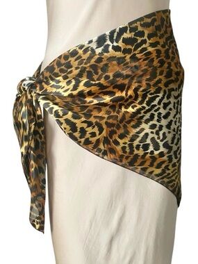 Vintage Jean Player Large Leopard Print Square Scarf